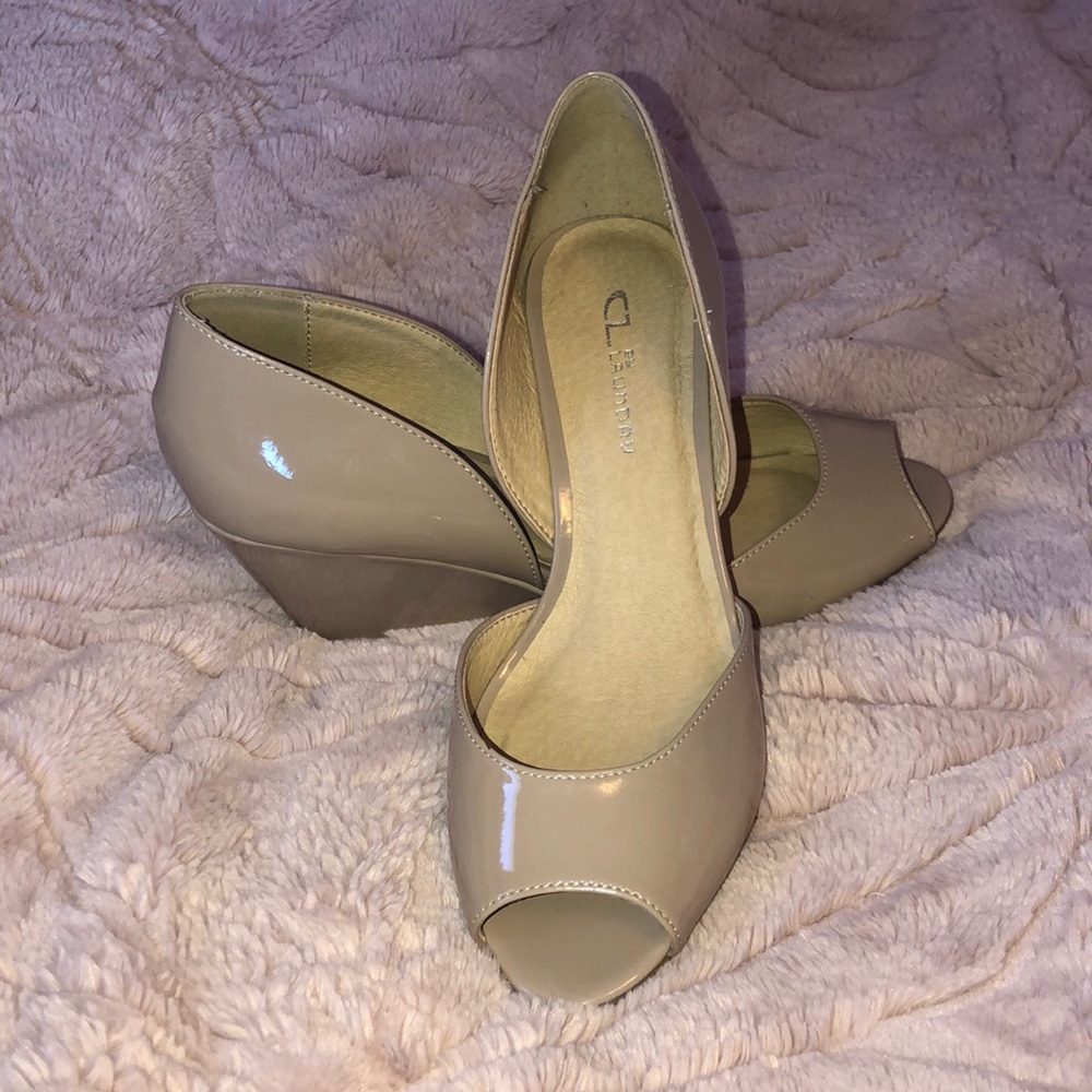 Nude Peep Toe Wedges